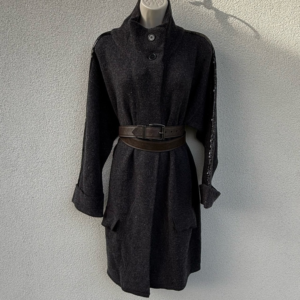 SOFT SURROUNDINGS 100% MERINO WOOL  CARDIGAN CHARCOAL